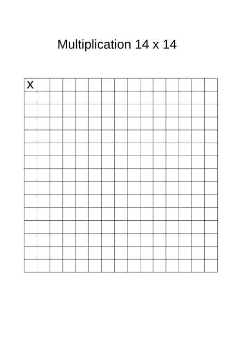 times table grid 14x14