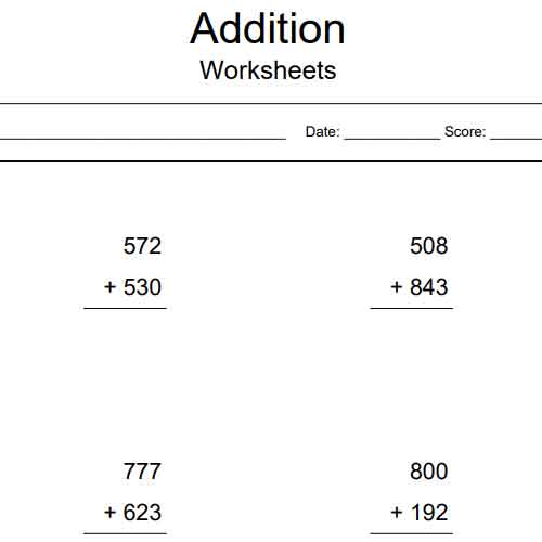 Printable 3 digit addition worksheets